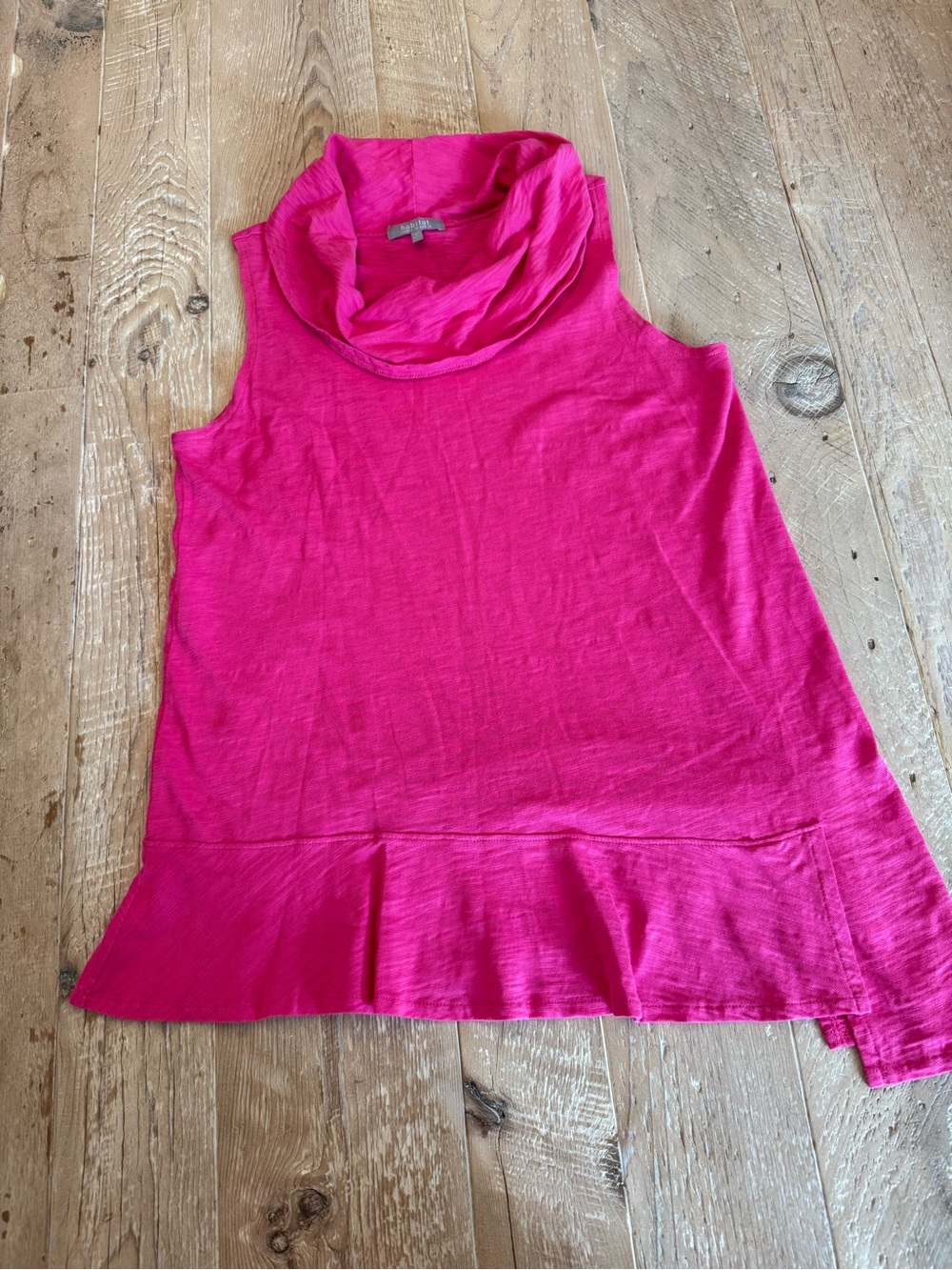 Habitat Sleeveless Cowl Neck Peplum Asymmetrical Top - Hot Pink XS